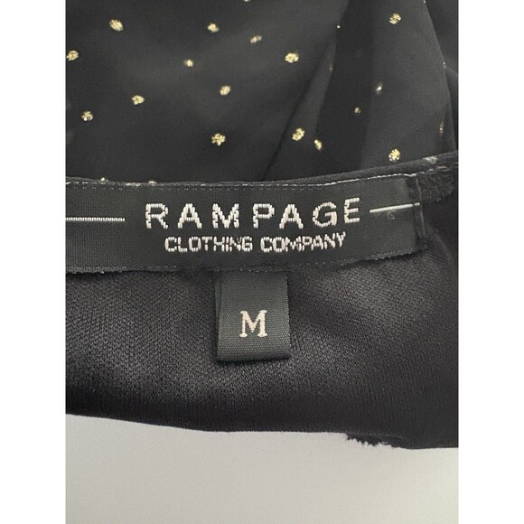 Vtg Y2K Rampage Babydoll Tank M Black Gold Glitter Sheer Fairy Mystical - Picture 3 of 7